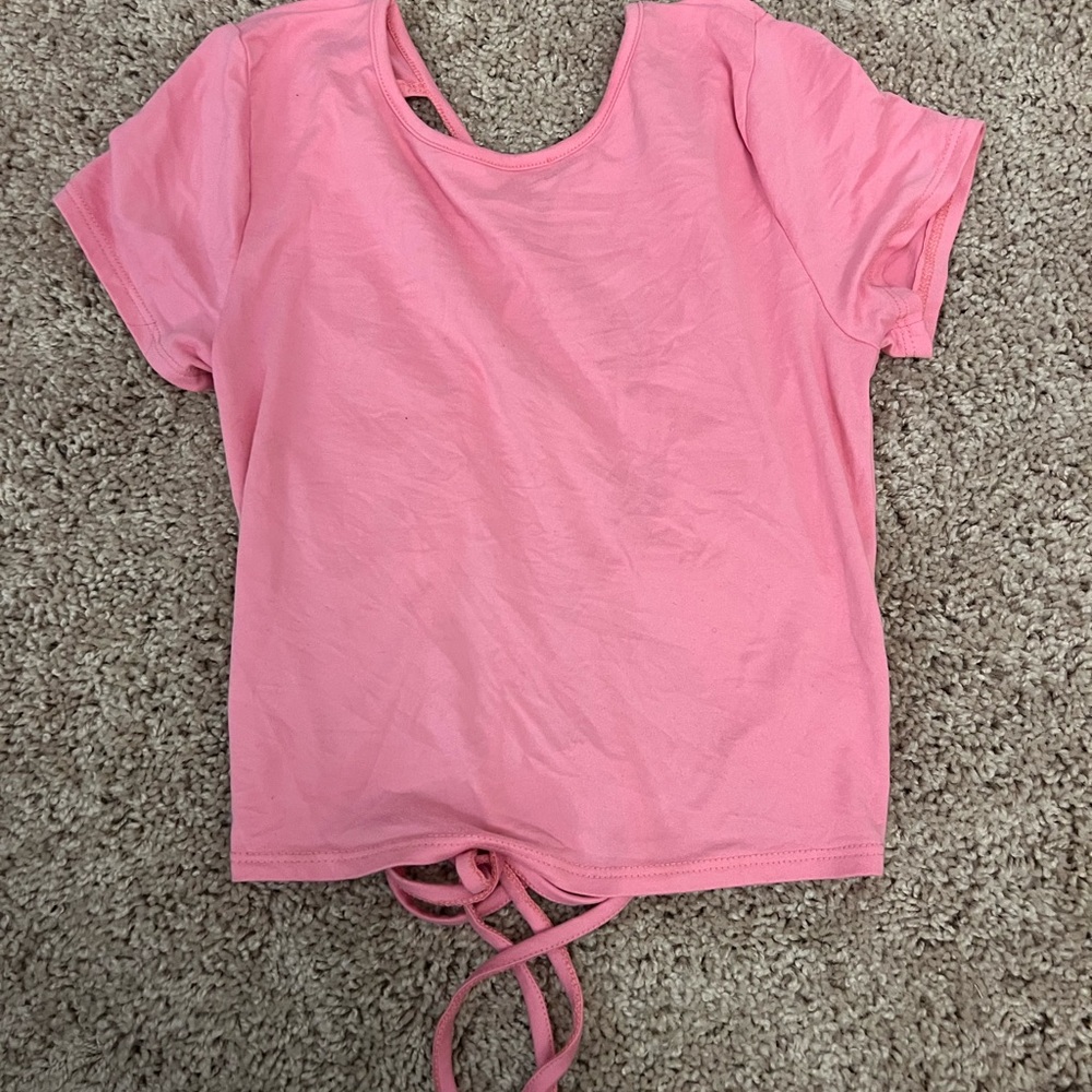 Pink Short Sleeve Tie-Back Top